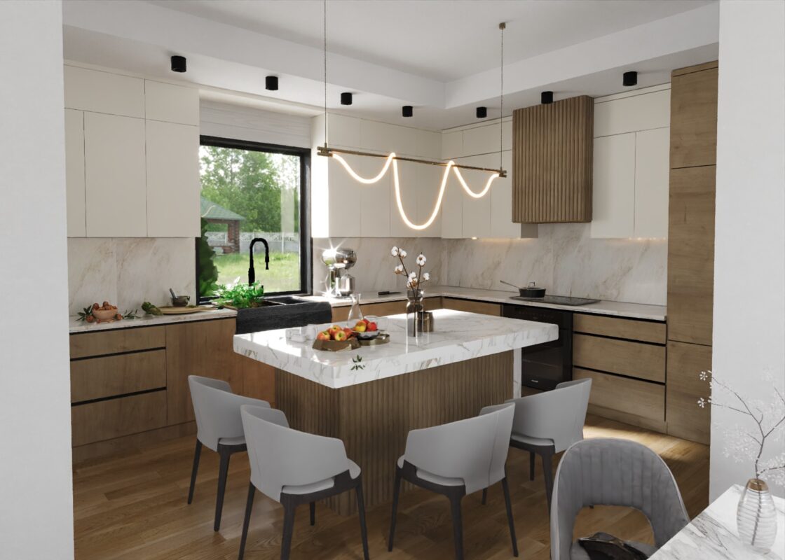 West Vancouver residence kitchen, 3D rendering