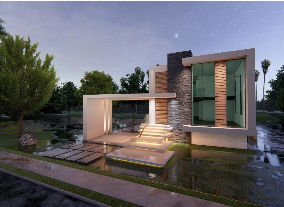 490 House in Burnaby, night view, 3D rendering